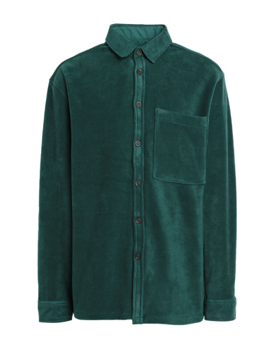 Shop Topman Polar Fleece Shirt In Dark Green Man Shirt Dark Green Size L Polyester