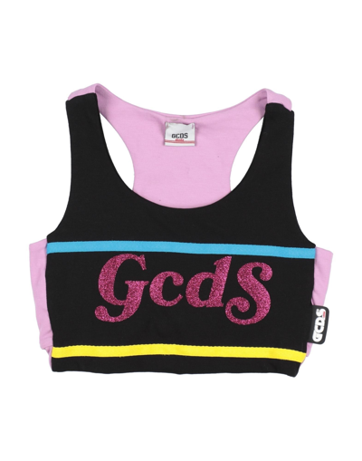 Gcds Mini Toddler Girl T-shirt Black Size 4 Cotton, Lycra In Black