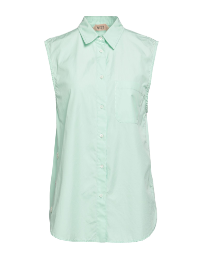 Shop Ndegree21 Woman Shirt Light Green Size 10 Cotton