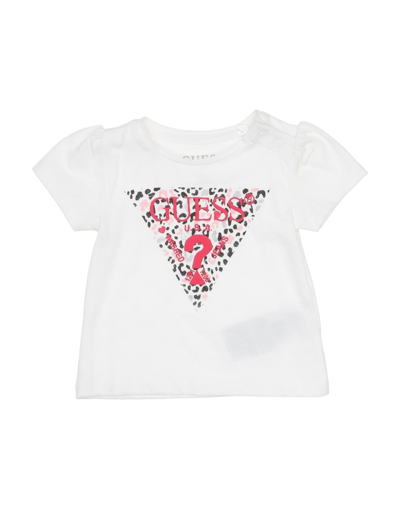 Shop Guess Newborn Girl T-shirt White Size 0 Cotton, Elastane