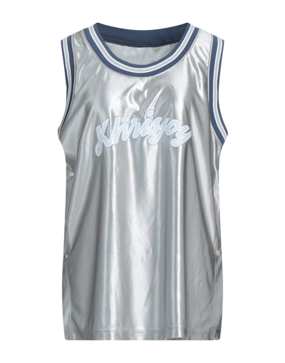Khrisjoy Metallic Logo-print Jersey In Grey