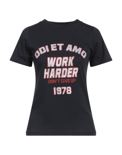 Shop Odi Et Amo Woman T-shirt Black Size Xs Cotton