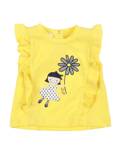 Shop Liu •jo Newborn Girl T-shirt Yellow Size 3 Cotton, Elastane