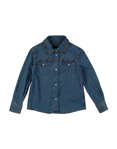 Shop Dolce & Gabbana Toddler Girl Denim Shirt Blue Size 7 Cotton, Elastane, Brass, Crystal