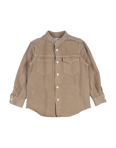 Shop Dondup Toddler Girl Denim Shirt Beige Size 4 Cotton, Linen