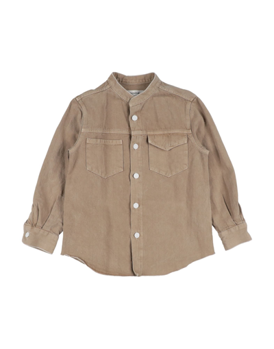 Dondup Toddler Girl Denim Shirt Beige Size 4 Cotton, Linen In Beige