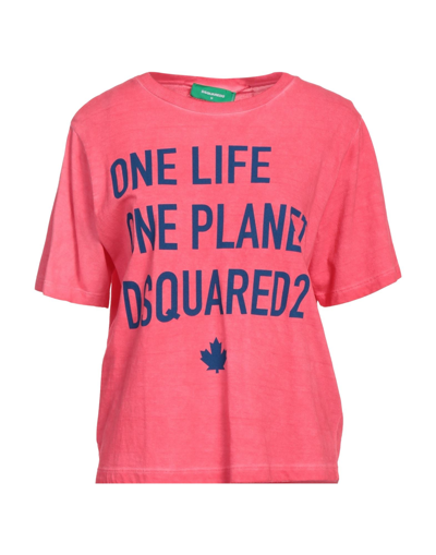 Shop Dsquared2 Woman T-shirt Coral Size L Cotton In Red