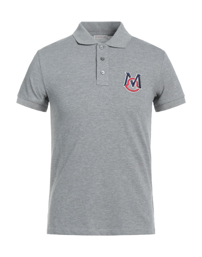 Shop Moncler Man Polo Shirt Light Grey Size M Cotton