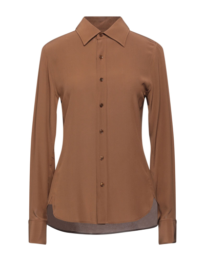 Shop Saint Laurent Woman Shirt Tan Size 6 Silk In Brown