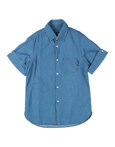 Shop Neil Barrett Toddler Boy Shirt Slate Blue Size 4 Cotton