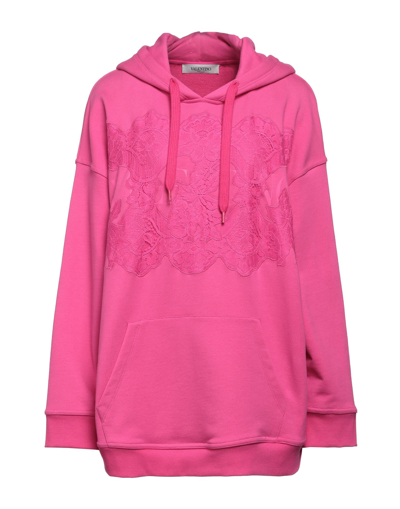 Shop Valentino Garavani Woman Sweatshirt Fuchsia Size L Cotton, Elastane In Pink