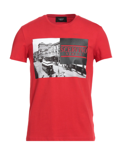 Shop Ermanno Scervino Man T-shirt Red Size M Cotton, Elastane