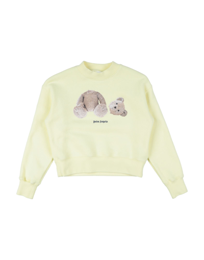 Shop Palm Angels Toddler Girl Sweatshirt Light Yellow Size 6 Cotton, Elastane