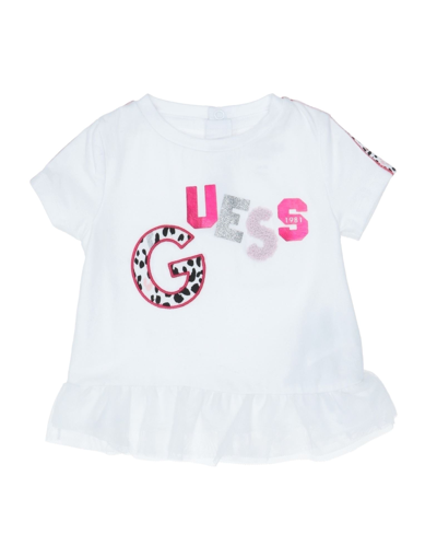Shop Guess Newborn Girl T-shirt White Size 3 Organic Cotton, Elastane, Polyester