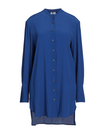 Shop Rue Du Bac Woman Shirt Bright Blue Size 6 Acetate, Silk