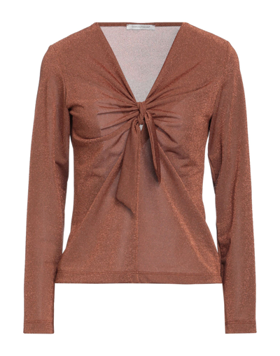 Shop Biancoghiaccio Woman T-shirt Brown Size Xs Polyester, Polyamide, Elastane