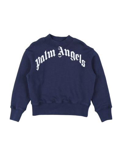 Shop Palm Angels Toddler Boy Sweatshirt Midnight Blue Size 6 Cotton, Elastane