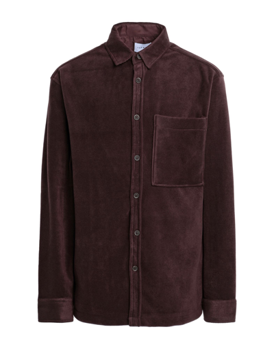 Shop Topman Polar Fleece Shirt In Chocolate Brown Man Shirt Dark Brown Size L Polyester