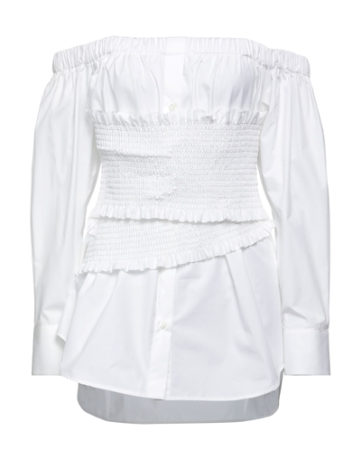 Shop Msgm Woman Shirt White Size 6 Cotton