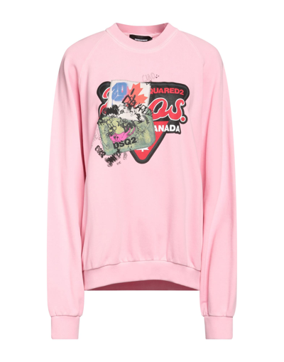 Shop Dsquared2 Woman Sweatshirt Pink Size L Cotton, Elastane, Polyester