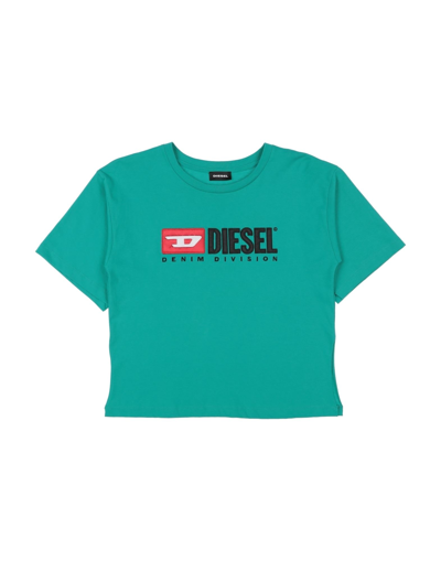 Shop Diesel T-shirts In Emerald Green