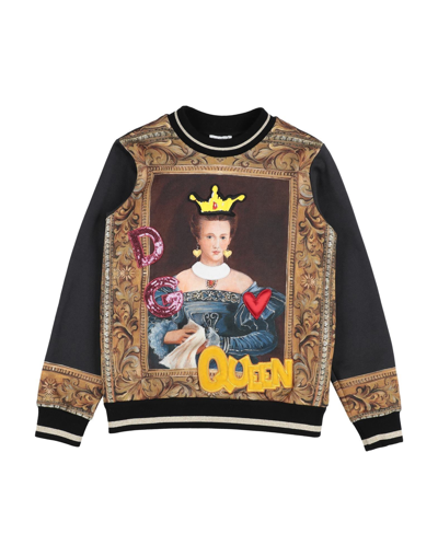 Shop Dolce & Gabbana Toddler Girl Sweatshirt Black Size 7 Cotton, Polyester, Viscose, Polyamide, Metallic