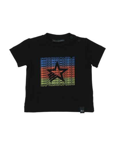 Shop Daniele Alessandrini Newborn Boy T-shirt Black Size 3 Cotton, Elastane