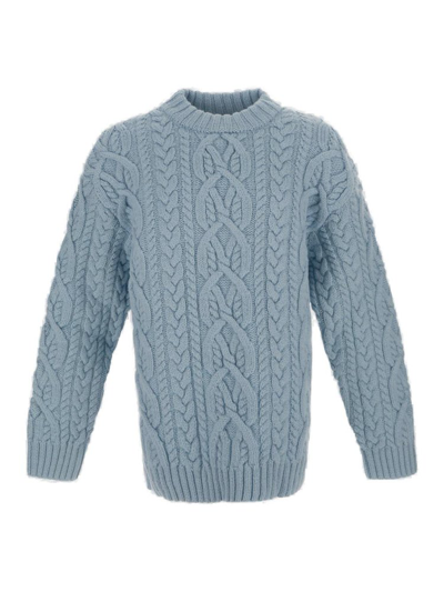Shop Dries Van Noten Napoleon Oversized Knitted Sweater In Blue