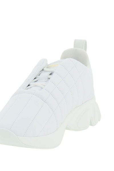 Shop Burberry Quilted Leather Sneakers In White