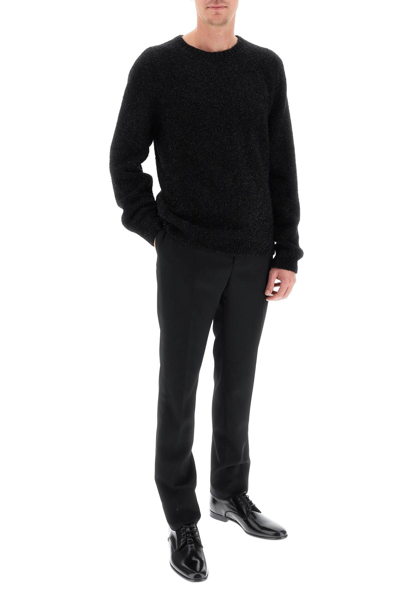 Shop Saint Laurent Lurex Knit Sweater In Black,metallic