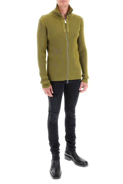 Shop Alyx Zip-up Ribbed Sweater In Green