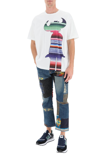 Shop Junya Watanabe Levi's Cropped Patchwork Jeans In Blue