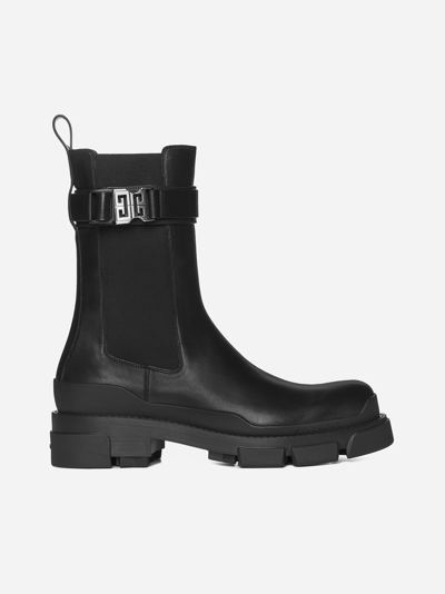 Shop Givenchy Terra Leather Chelsea Boots In Black