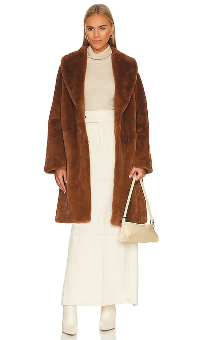 Shop Apparis Bree Faux Fur Coat In Camel