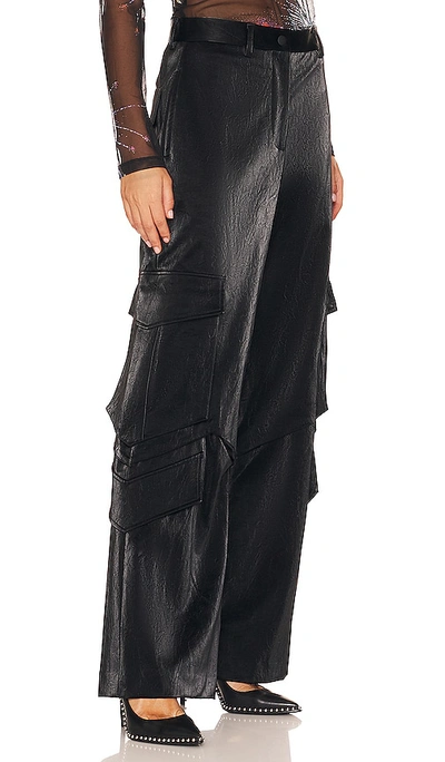 Shop Msgm Wide Leg Cargo Pant In Black