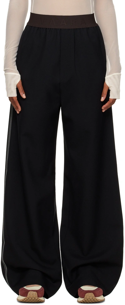 Shop Vaara Black Elastic Wide-leg Trousers