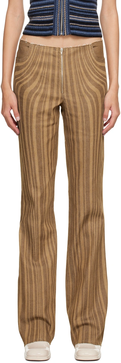 Anne Isabella Brown Printed Jeans In Brown Denim