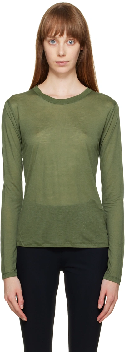 Baserange Jersey-knit Long-sleeved Top In Green | ModeSens