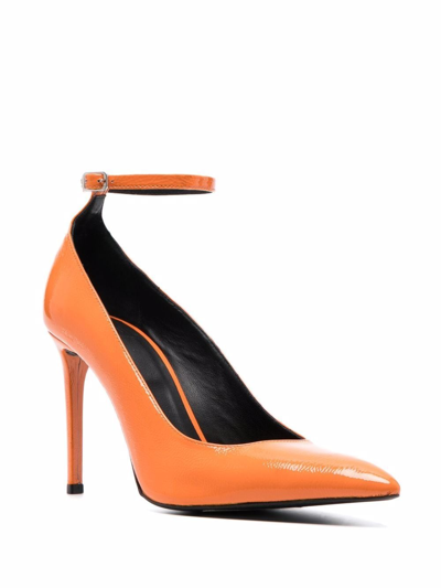 Shop Ami Alexandre Mattiussi Pointed-toe Leather Pumps In Orange