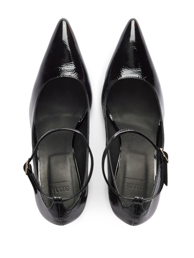 Shop Ami Alexandre Mattiussi Shiny Stiletto Heel Pumps In 黑色