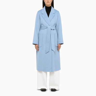 Shop Ivy & Oak Long Blue Celia Coat In Light Blue