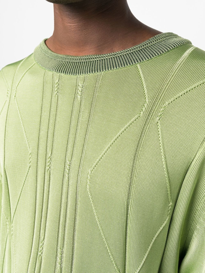 Shop Kiko Kostadinov Fine Cable Knit Short Sleeve Jumper In Green