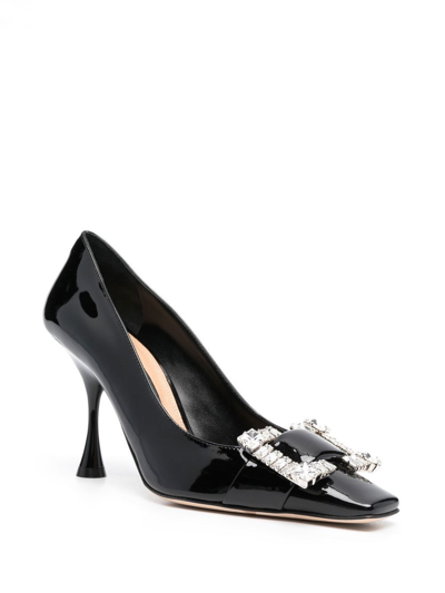 Shop Sergio Rossi 95 Mm Crystal Detail Pumps In 黑色