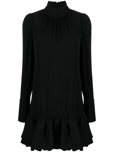 Shop Paco Rabanne Frilled-hem Short Dress In Black