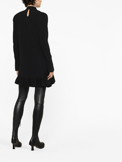Rabanne Gathered High Neck Mini Ruffled Dress In Black