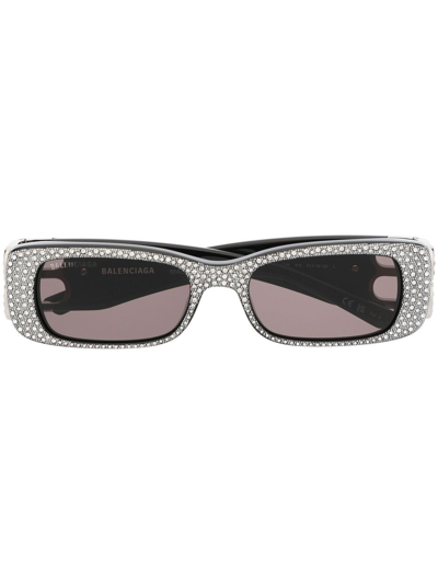 Shop Balenciaga Dynasty Rectangle-frame Sunglasses In 黑色