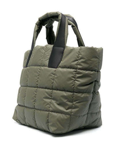 Veecollective Logo-print Quilted Tote Bag In Green