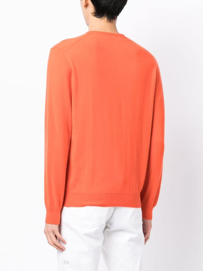 Shop Leathersmith Of London V-neck Knit Jumper In Orange