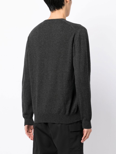 Shop Leathersmith Of London V-neck Knit Jumper In Grey