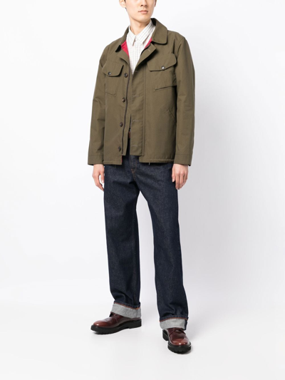 Shop Leathersmith Of London Hudson Button-down Shirt Jacket In Green